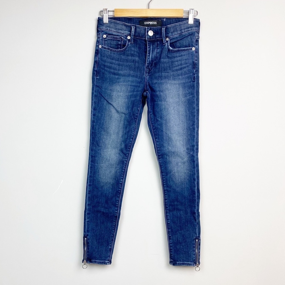 Express Performance Mid Rise Ankle Legging Jeans - Picture 1 of 7